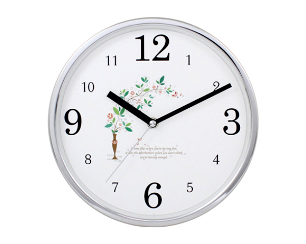 3290 크롬 큐빅무소음벽시계