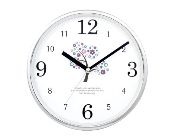 3292 크롬 큐빅무소음벽시계